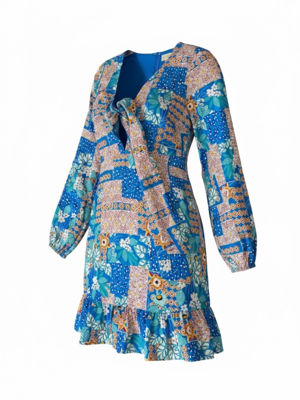MELLODAY VIBRANT BLUE PATTERNED DRESS